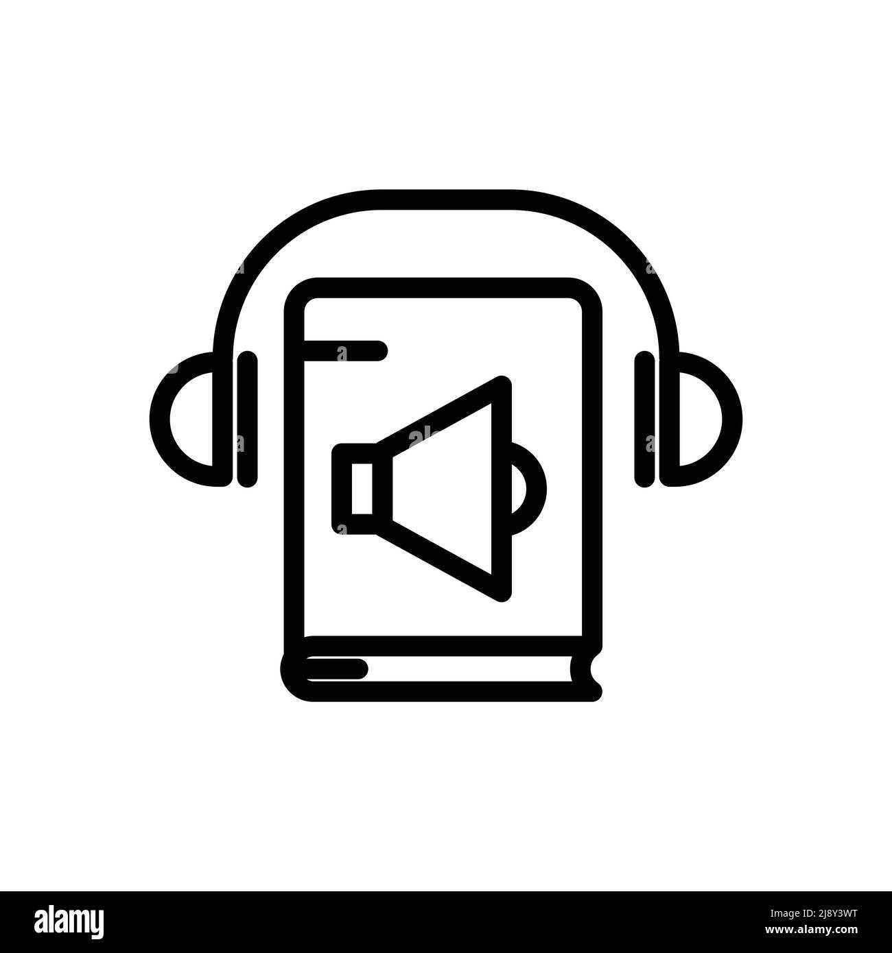 Audio book icon vector. book, megaphone, headset. Line icon style. Simple design illustration editable Stock Vector