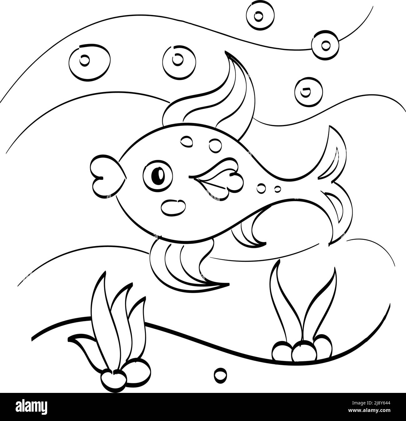Fish Underwater Child Drawing Black And White Stock Photos Images Alamy