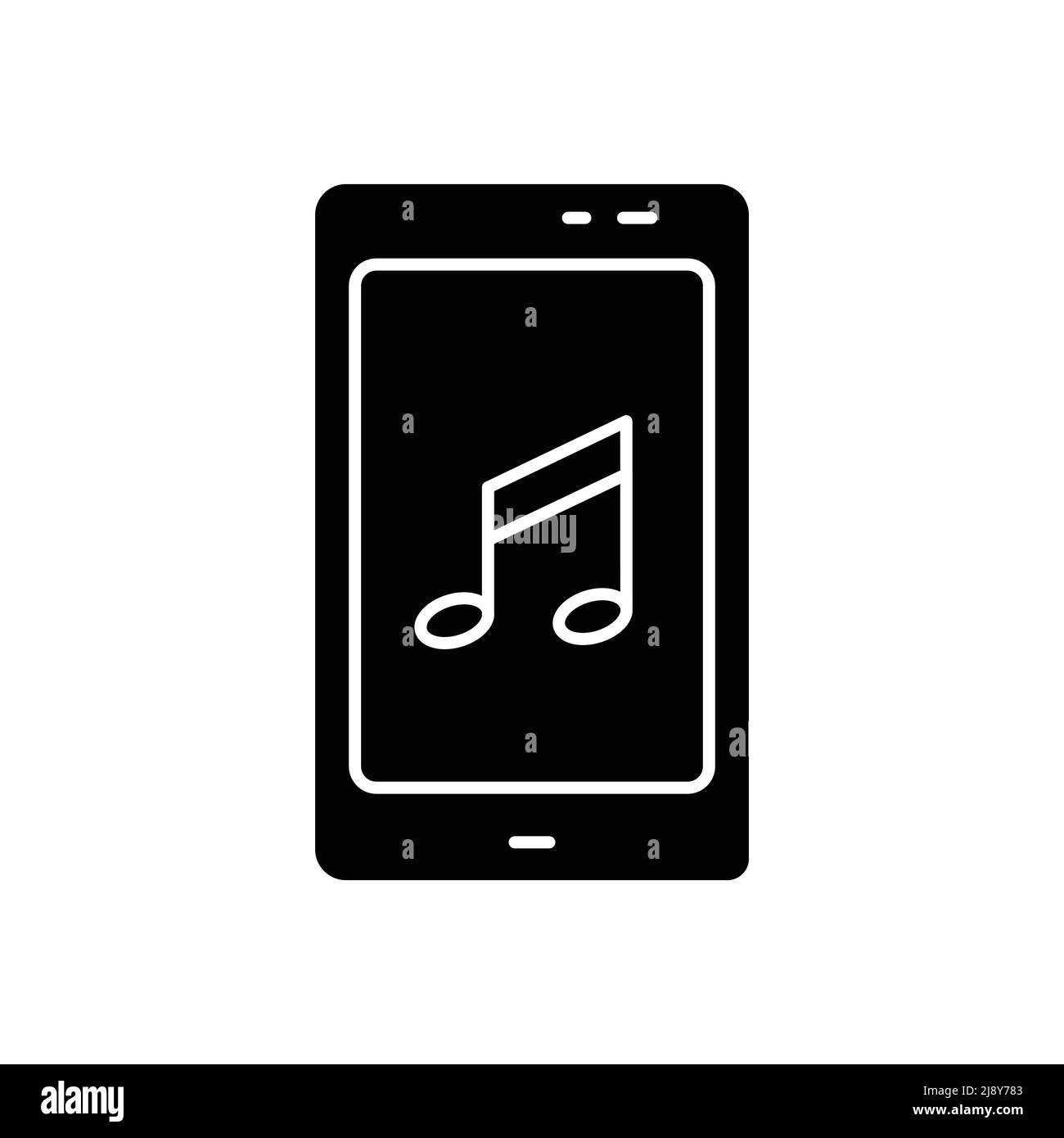 Mobile vector icon with tone. music. Solid icon style, glyph. Simple design illustration editable Stock Vector
