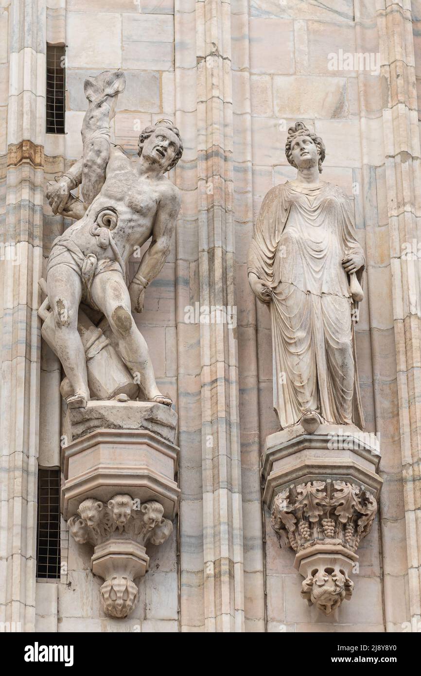 The Saint Erasmus of Formia statue on Milano Cathedral or Duomo, is the