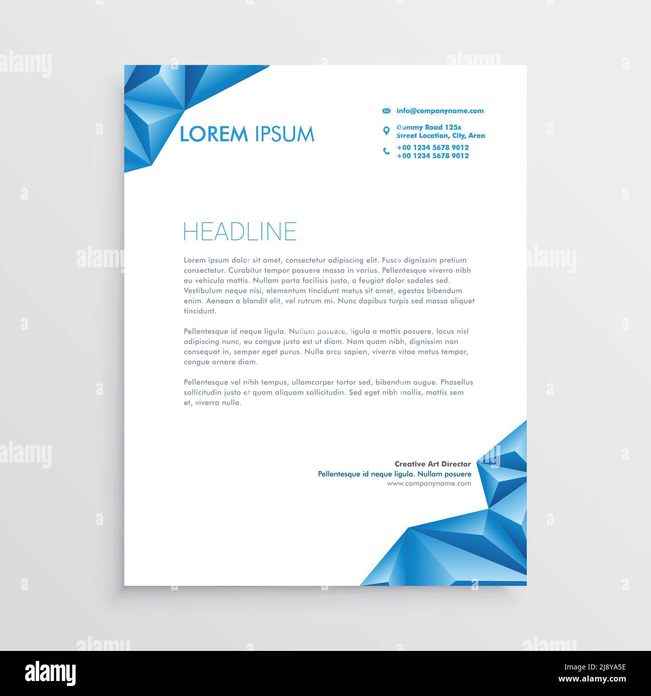 abstract blue triangle style letterhead design Stock Vector Image & Art
