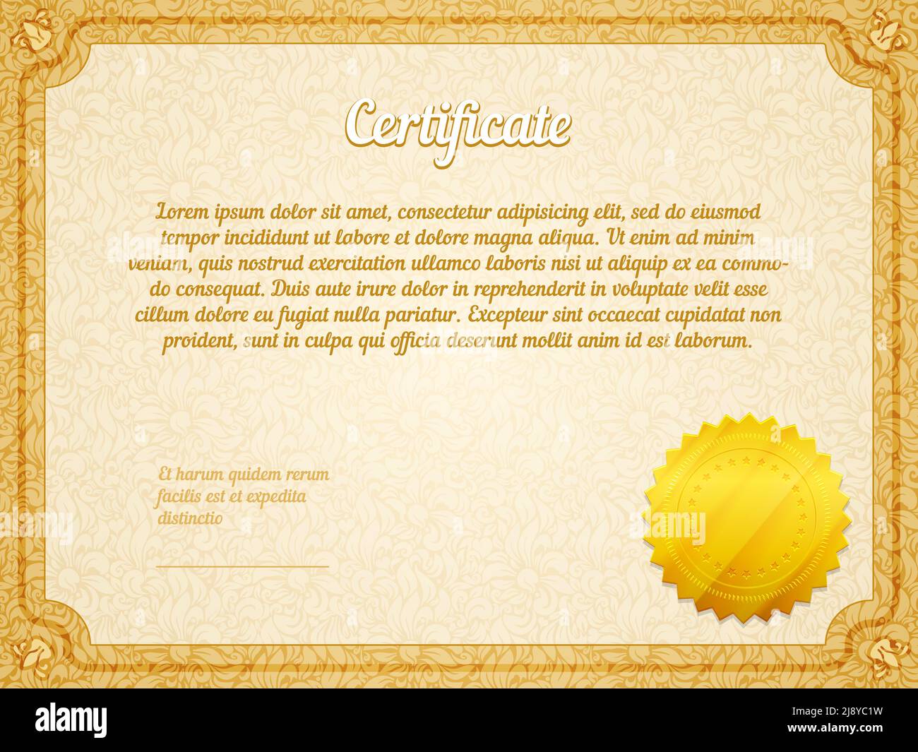 retro frame certificate with golden seal template vector Stock Vector ...