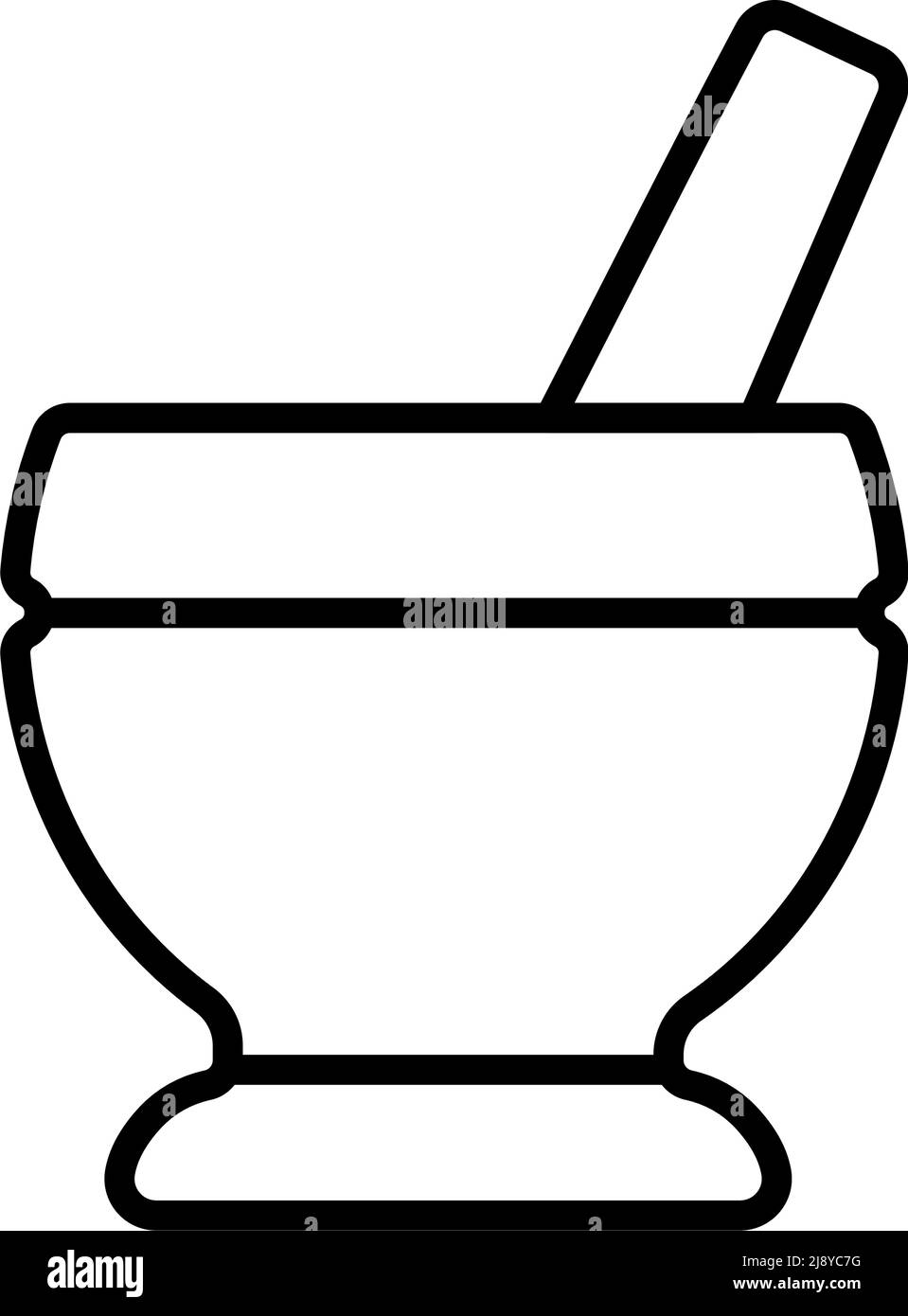 Mortar And Pestle Icon. Bold outline design with editable stroke width