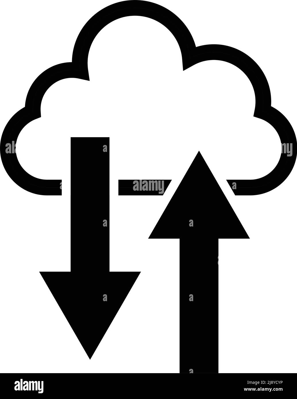 Cloud upload and download icons. Editable vector. Stock Vector