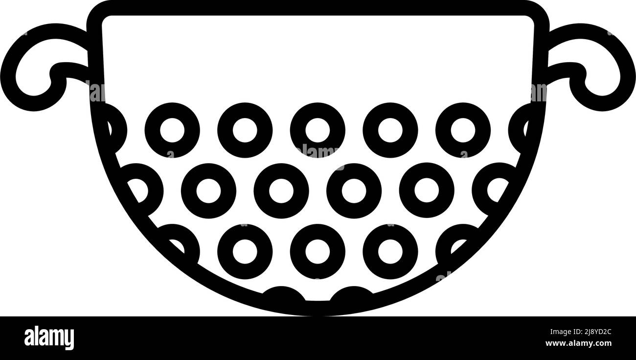 Kitchen Colander Icon. Bold outline design with editable stroke width