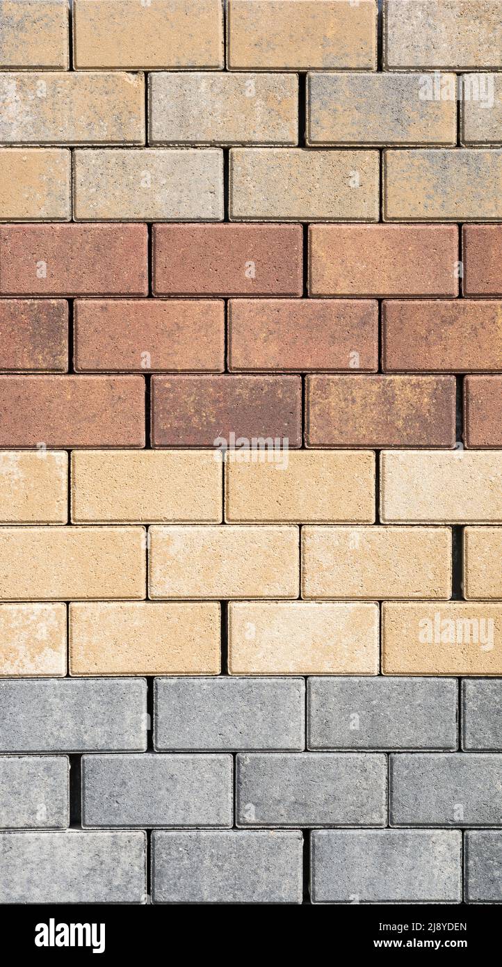 Concrete paving stones in different color variations at a building materials trade Stock Photo