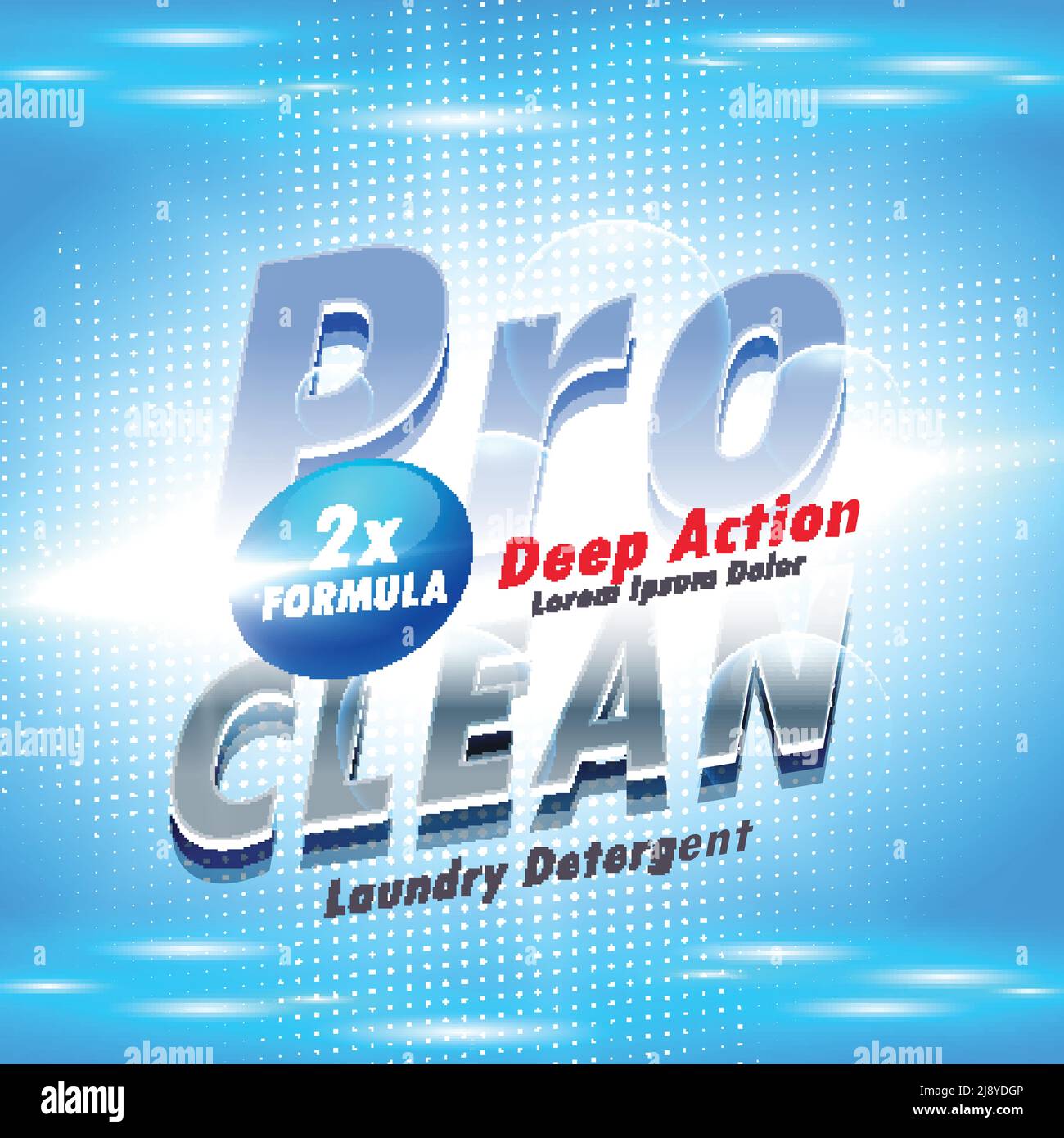 blue detergent advertising concept for washing and cleaning Stock
