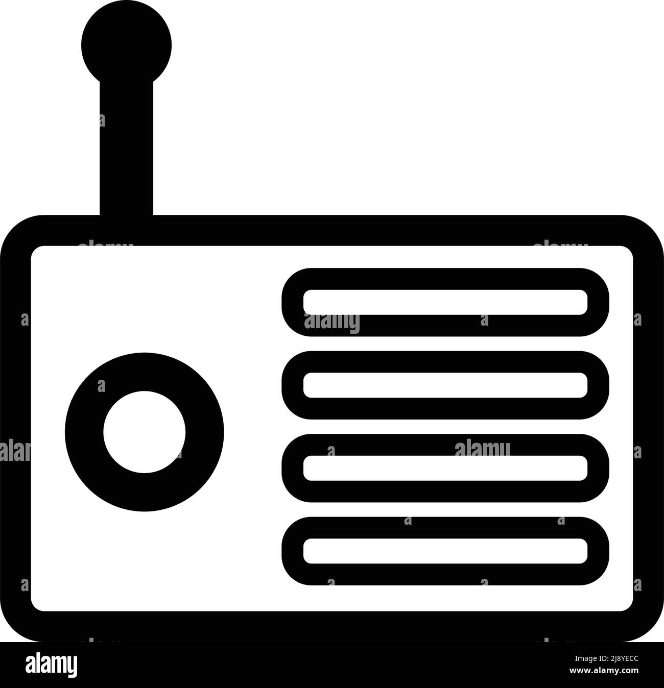 Radio icon with antenna. Editable vector. Stock Vector