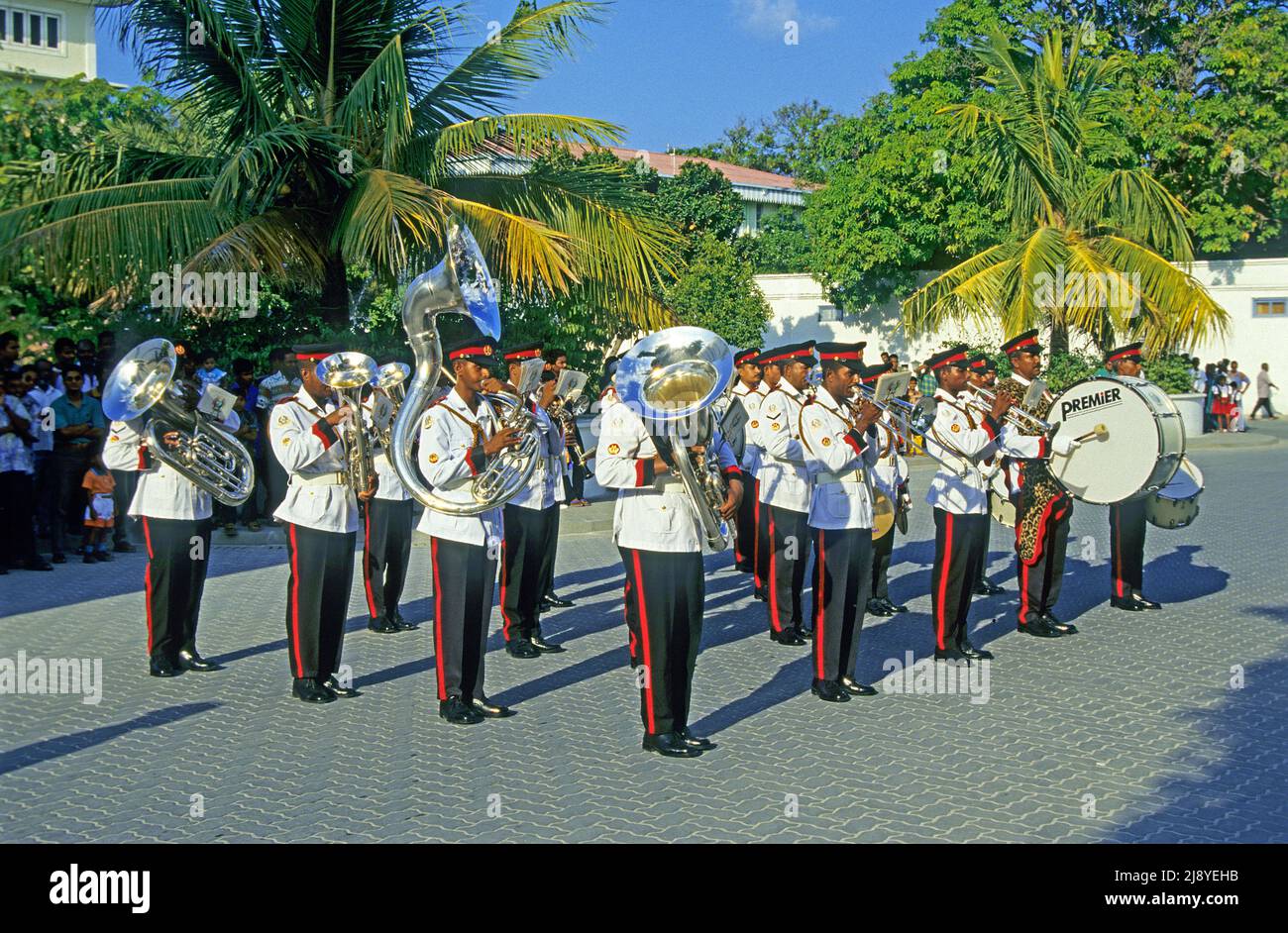 Military brass musc in the capital Male, Maldives, Indian ocean, Asia Stock Photo