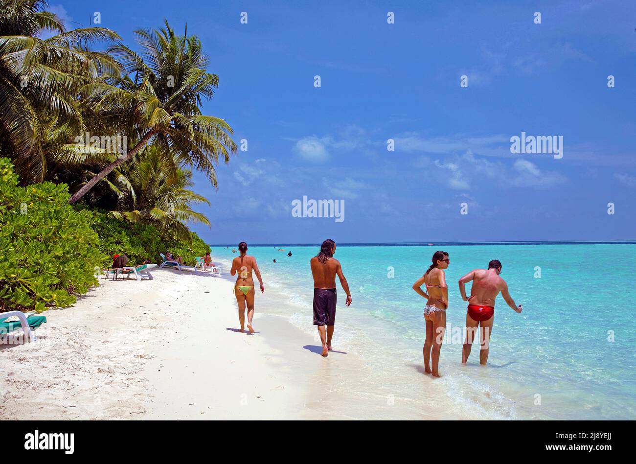 Beachlife on the maldivian island Biyadhoo, South-Male Atoll, Maldives, Indian ocean, Asia Stock Photo