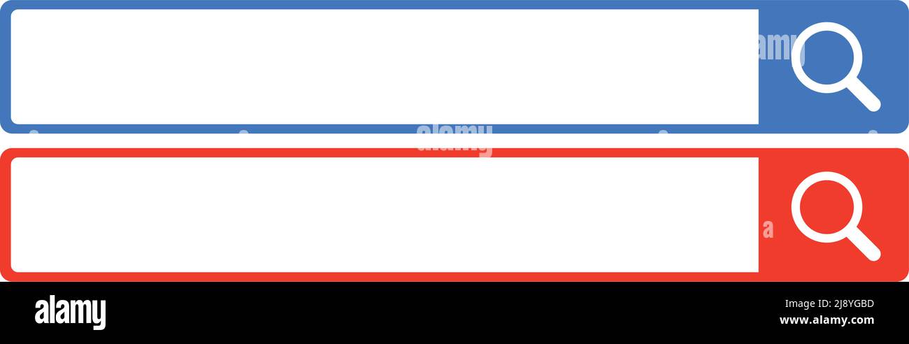 A set of blue search bars and a set of red search bars. Editable vector ...