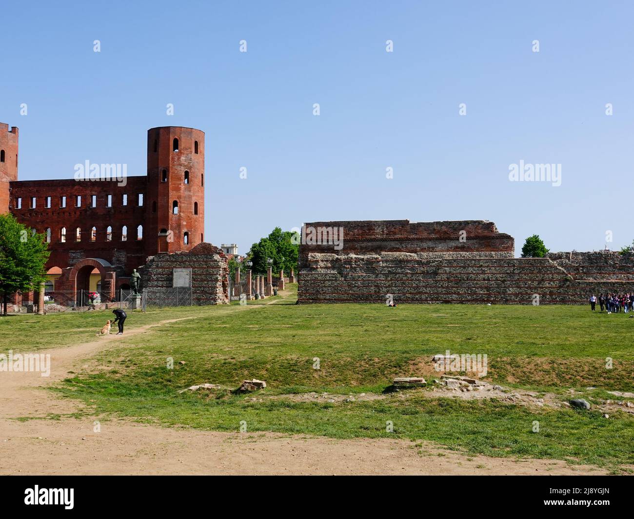 People on the grounds of the archeological park, featuring the