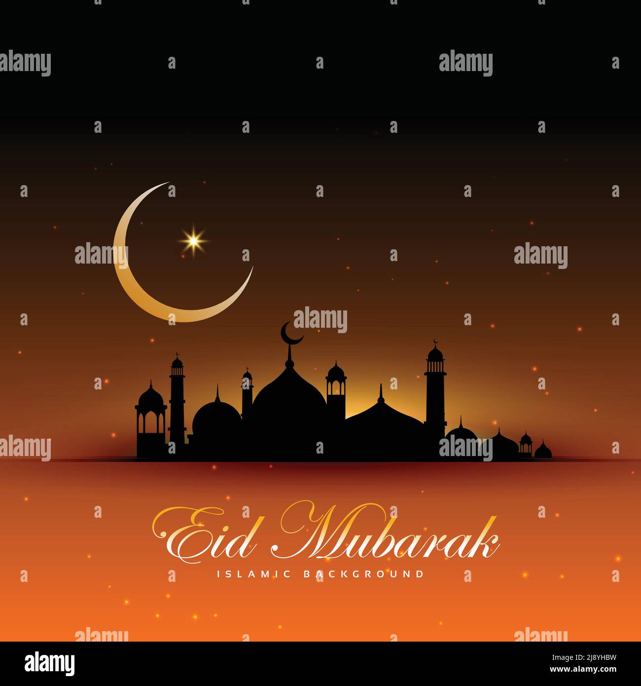 awesome eid mubarak background with mosque and moon Stock Vector Image ...