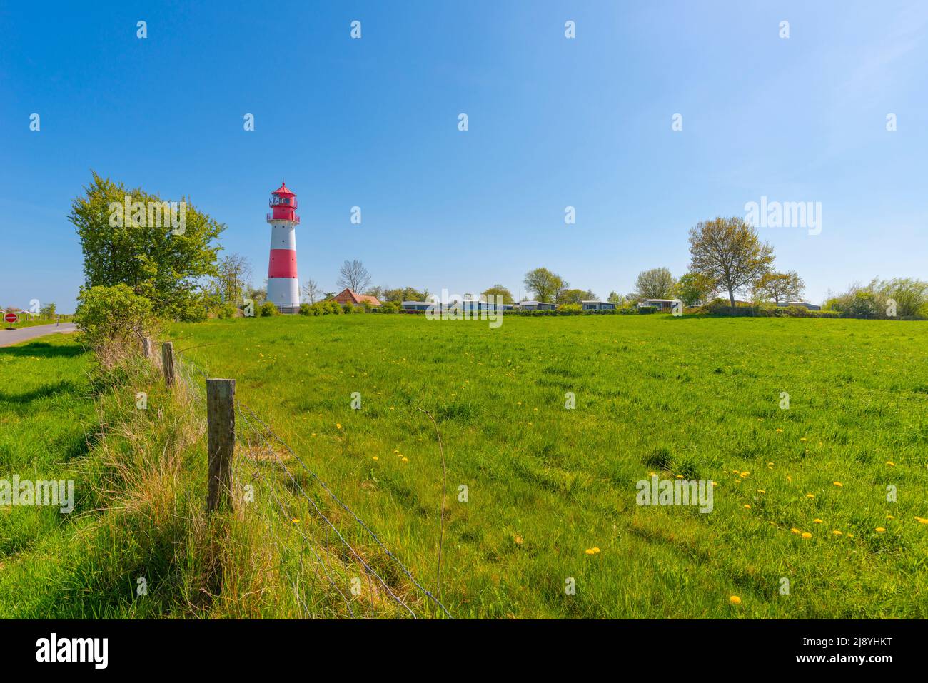 Lighthouse Falshöft on the Baltic coast, Baltic Sea, Nieby community, Schleswig-Holstein, Northern Germany, Europe Stock Photo