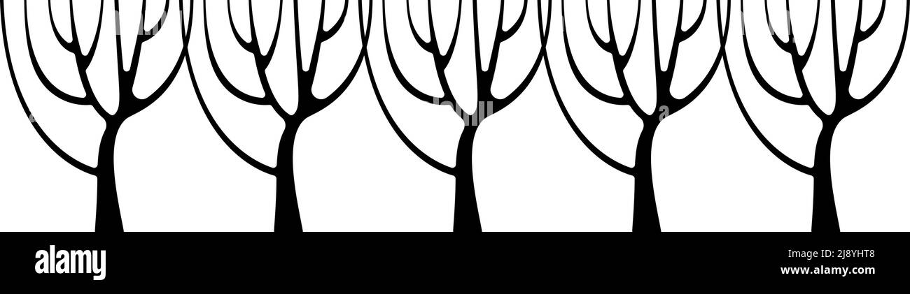 Tree silhouettes, repeating horizontal pattern Stock Vector Image & Art ...
