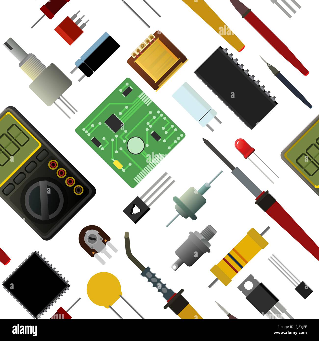 Set of radio components. Background image. Element for radio circuit ...