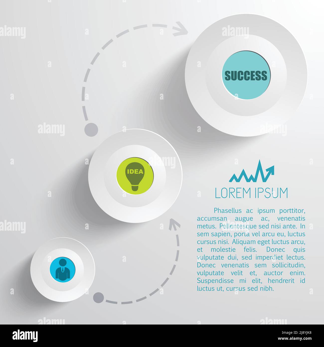 Business step infographic concept with text circles icons success ...