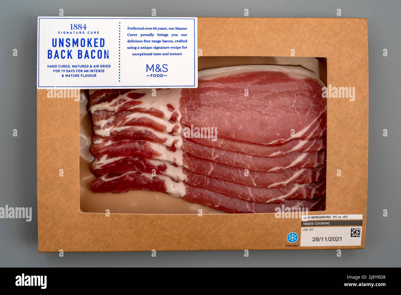 M&S unsmoked back bacon Stock Photo