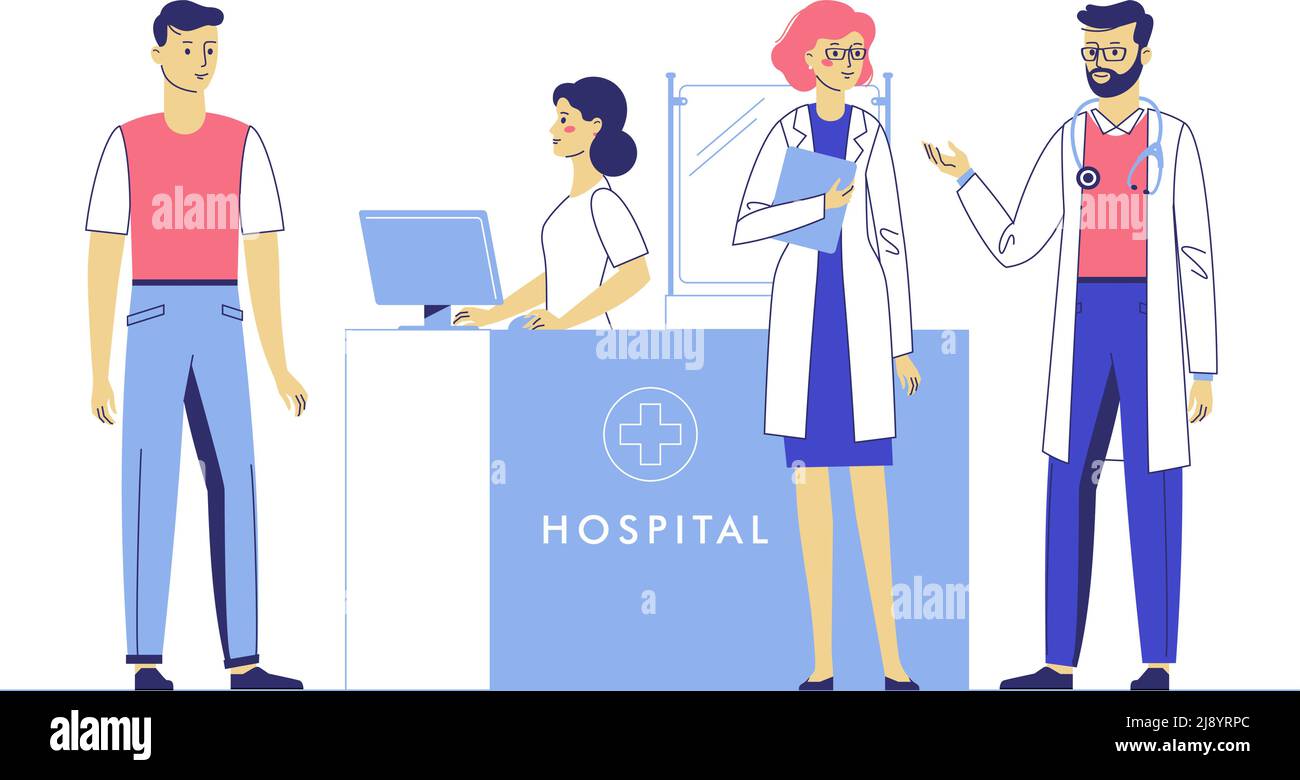 Medical receptionist man reception Stock Vector Images - Alamy