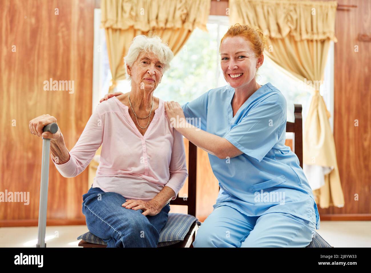 Senior woman walking stick hi-res stock photography and images - Alamy