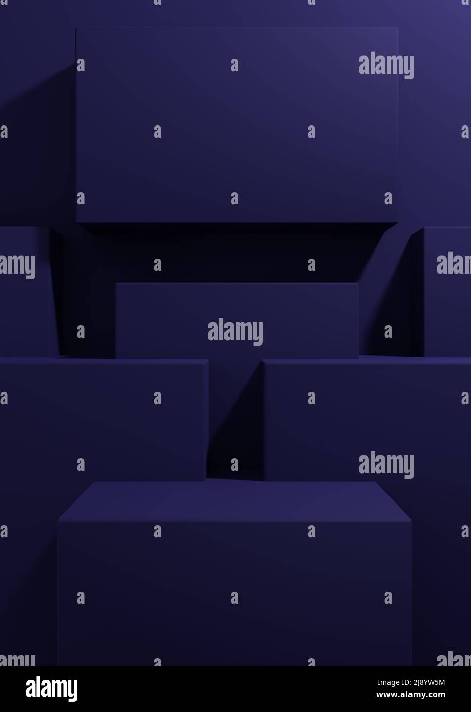 Dark blue 3D rendering product display background simple, minimal ...
