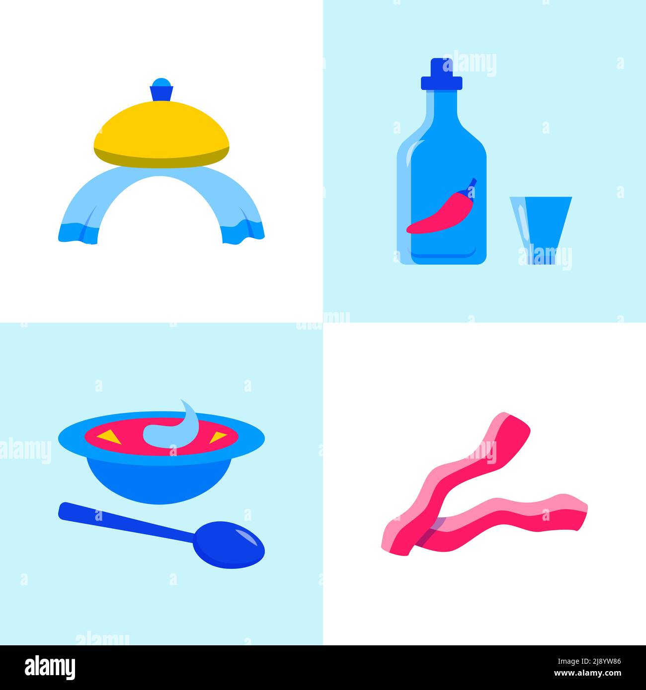 Ukrainian national food icon set in flat style. Vector illustration ...