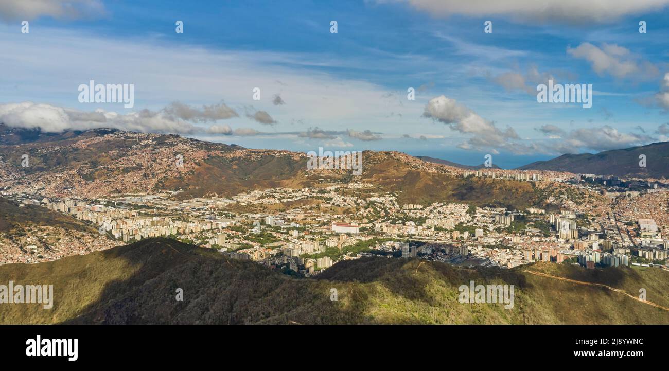 Panoramic view of the city of Caracas, west viewpoint of the city. Venezuela. Stock Photo