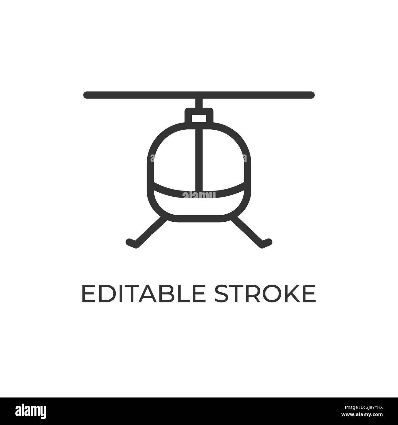 Helicopter front view line icon. Air Transport. Isolated vector illustration on a white background. Editable stroke. Stock Vector