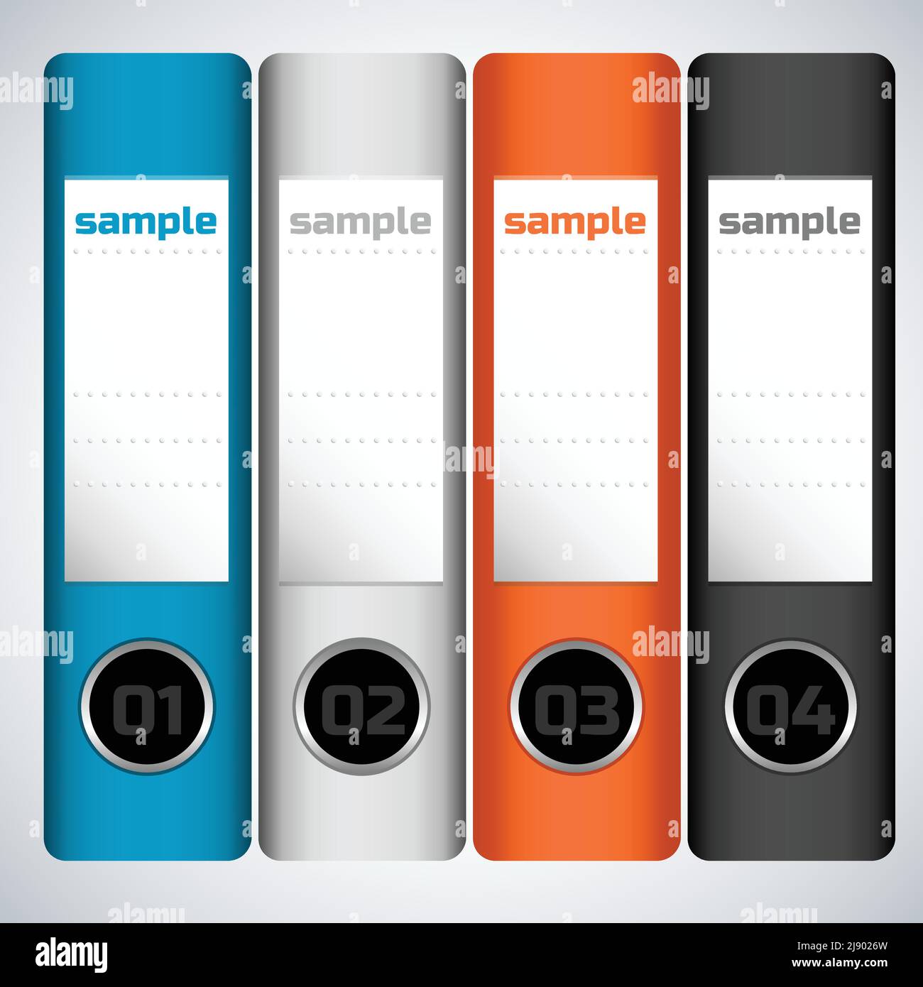 Flat business concept with colorful numbered folders with sample vector illustration Stock Vector