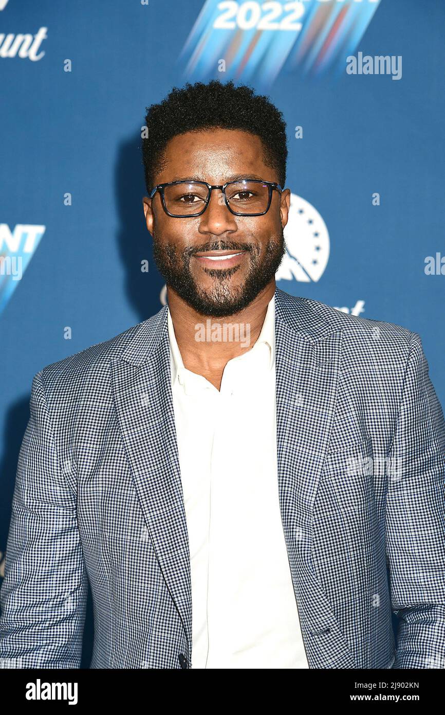 Nate Burleson attends the Paramount Upfront 2022 Blue Carpet on May 18