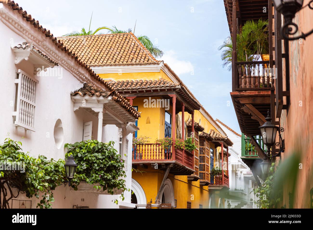 Houses buildings placed in the historical centre of Cartagena Colombia