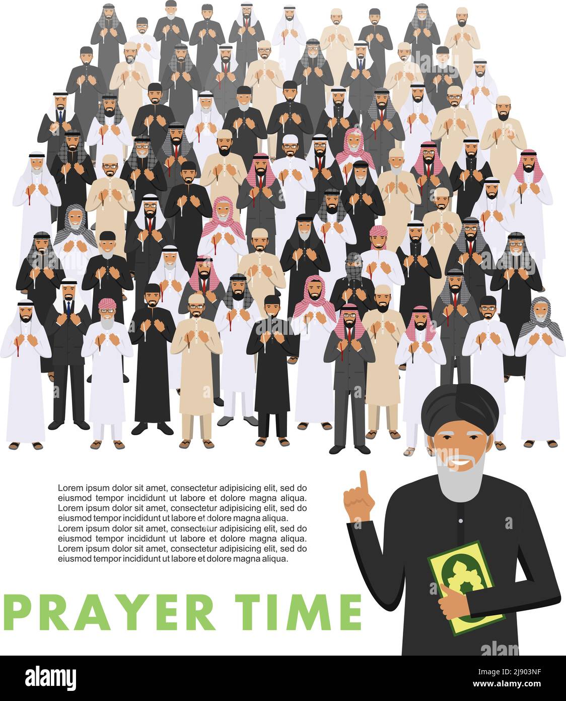Islamic people standing together with beads in hands and pray. Mufti ...