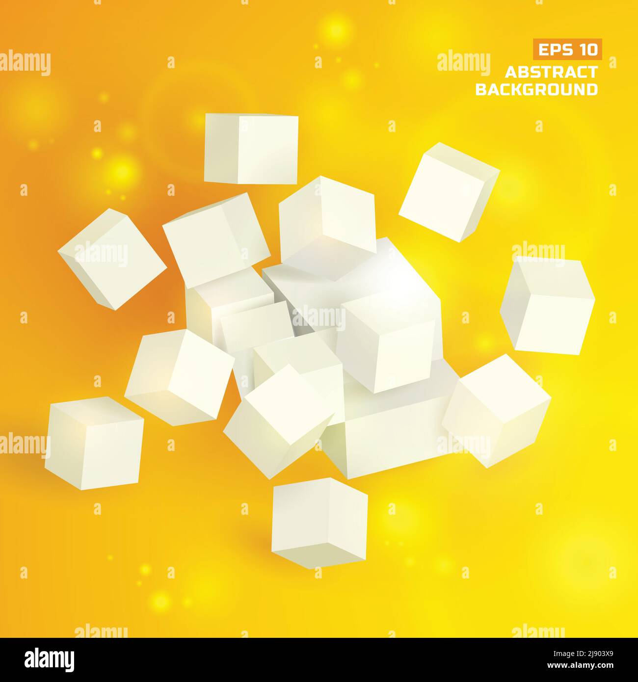 Geometric architectural template with 3d cubes and squares on light ...
