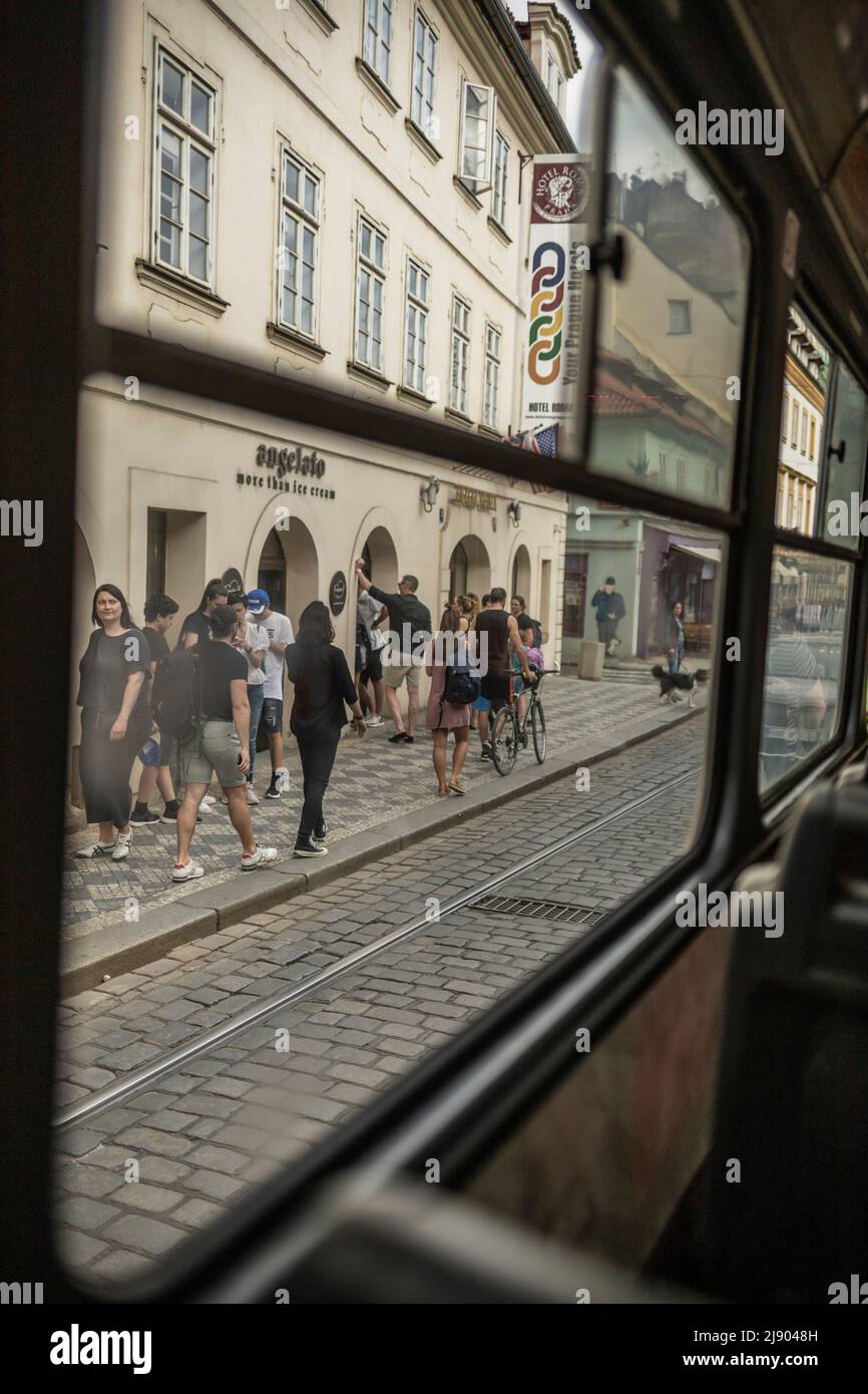 A view from tram before Petrin at Ujezd at Prague, Czech Republic, on May 16th, 2022. (CTK Photo/ Jindriska Ema Zahorska) Stock Photo