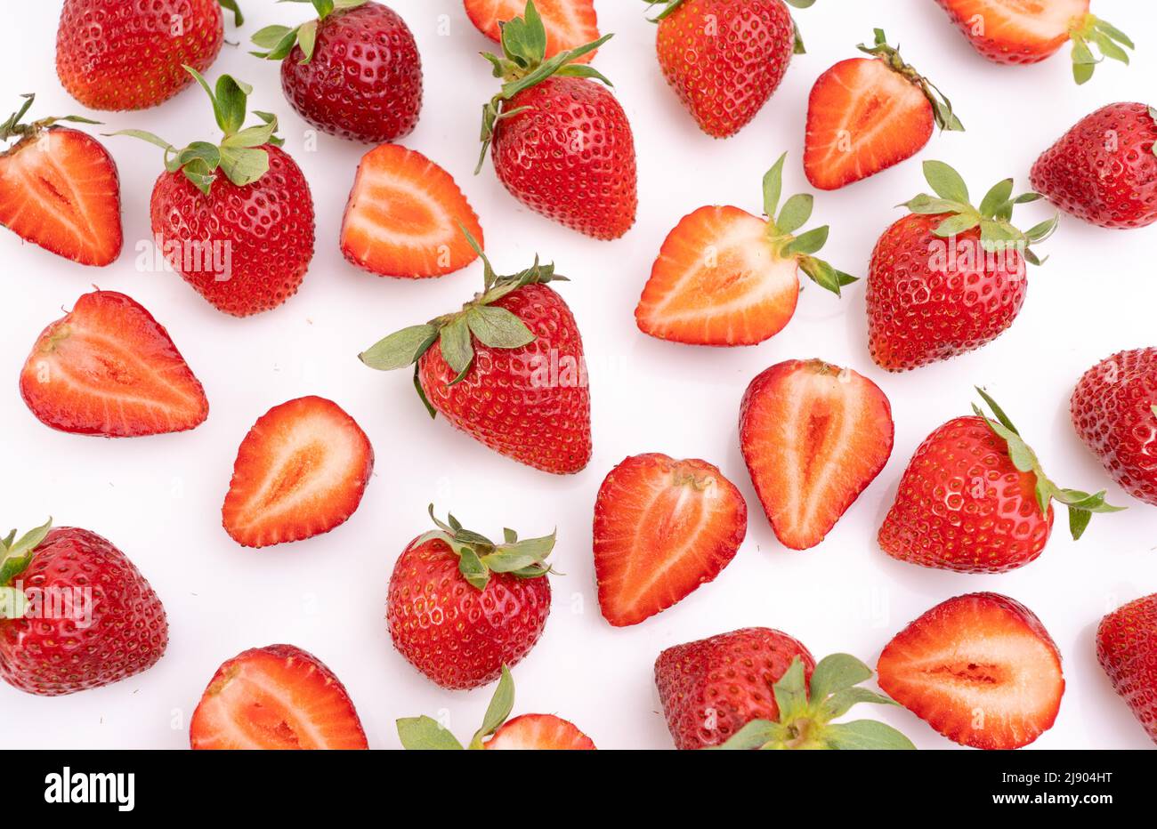 Fresh strawberries isolated on white background. Healty eating concept. Stock Photo