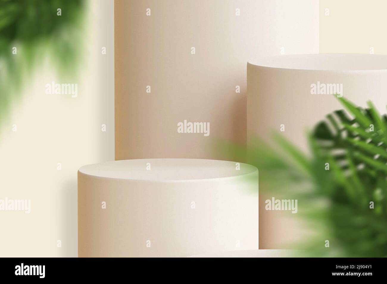 3d background product display podium scene with leaf geometric platform ...