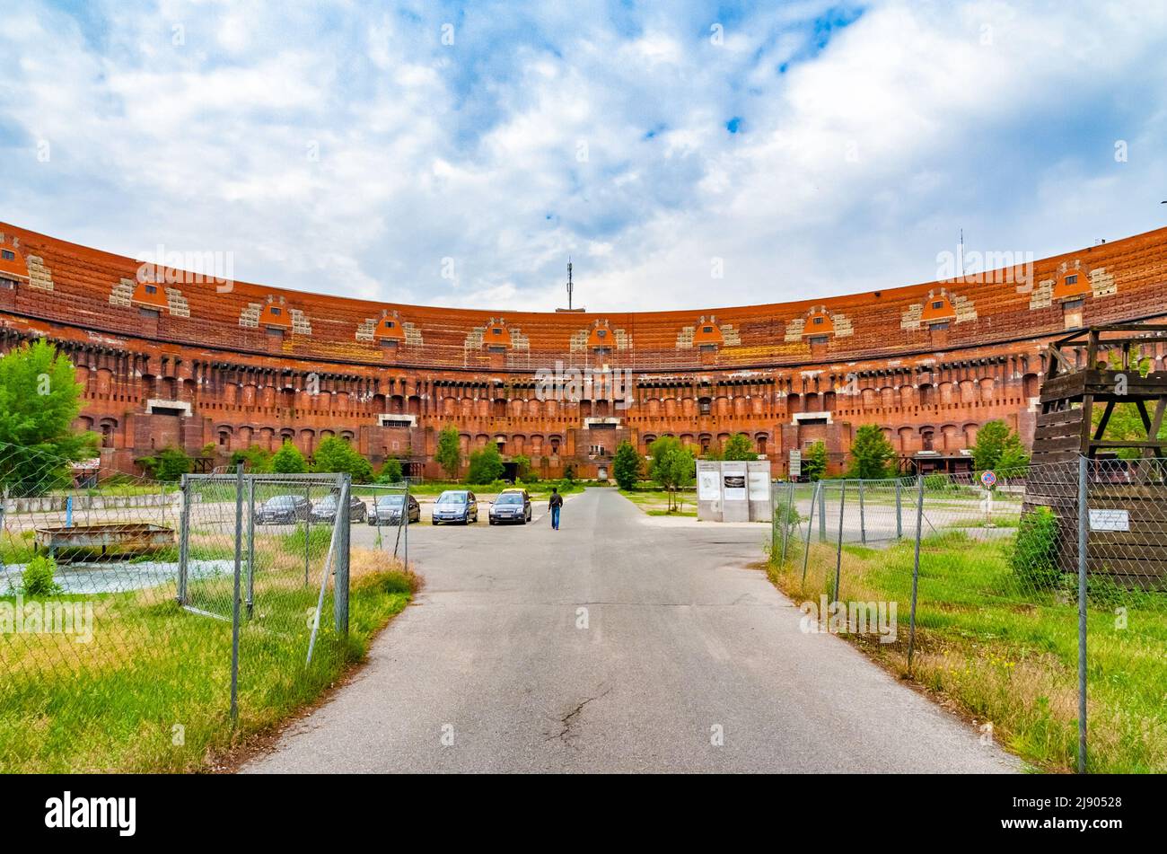 Panoramic view of the unfinished remains of the Congress Hall of the former Nazi party rallies in Nürnberg, Germany. The building is mostly built out... Stock Photo