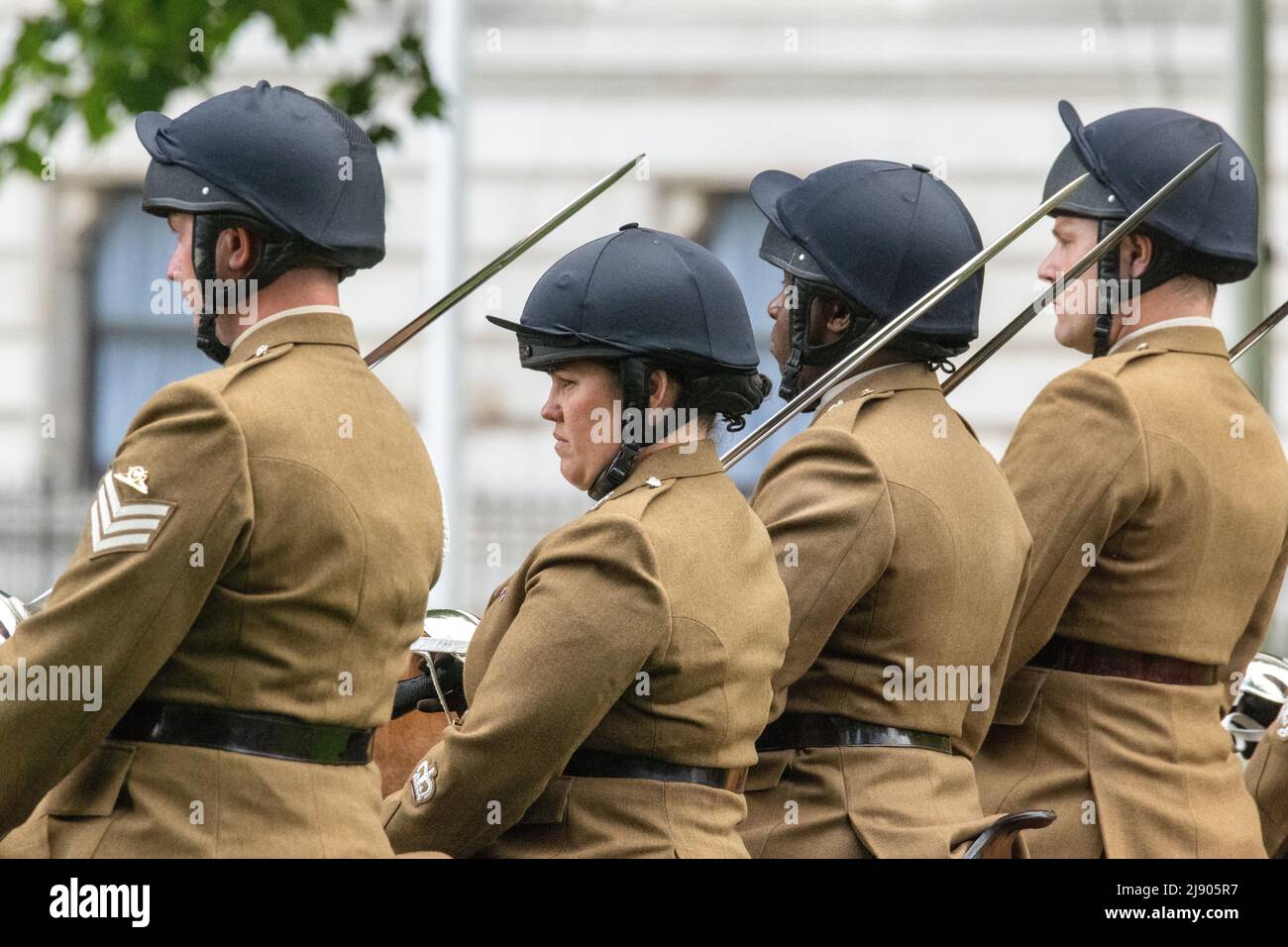 London, UK. 19th May, 2022. Full rehearsal of the tropping of the colour on Horseguards parade London UK Credit: Ian Davidson/Alamy Live News Stock Photo