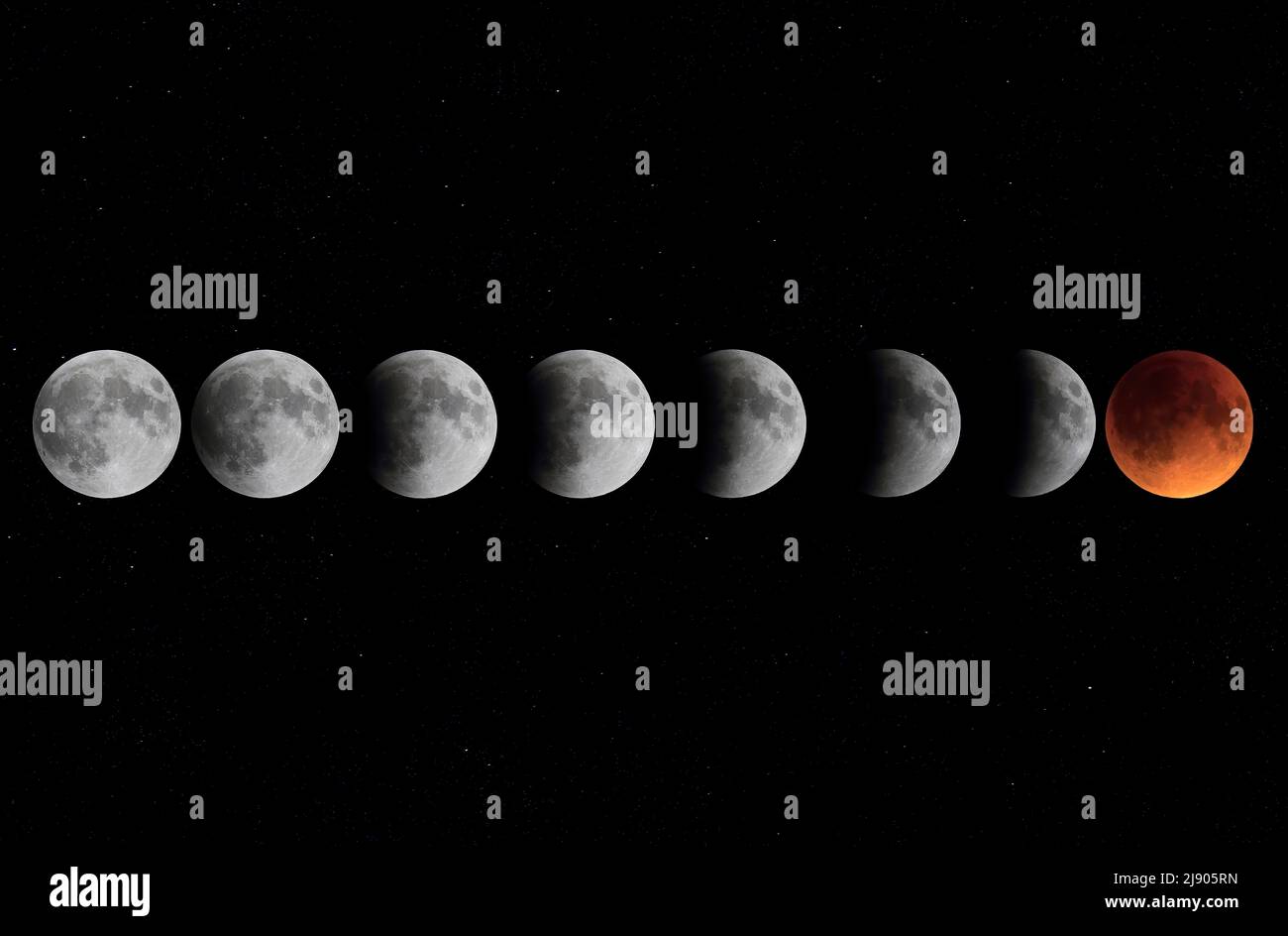 Blood moon series - Lunar eclipse Ottawa, Canada Stock Photo