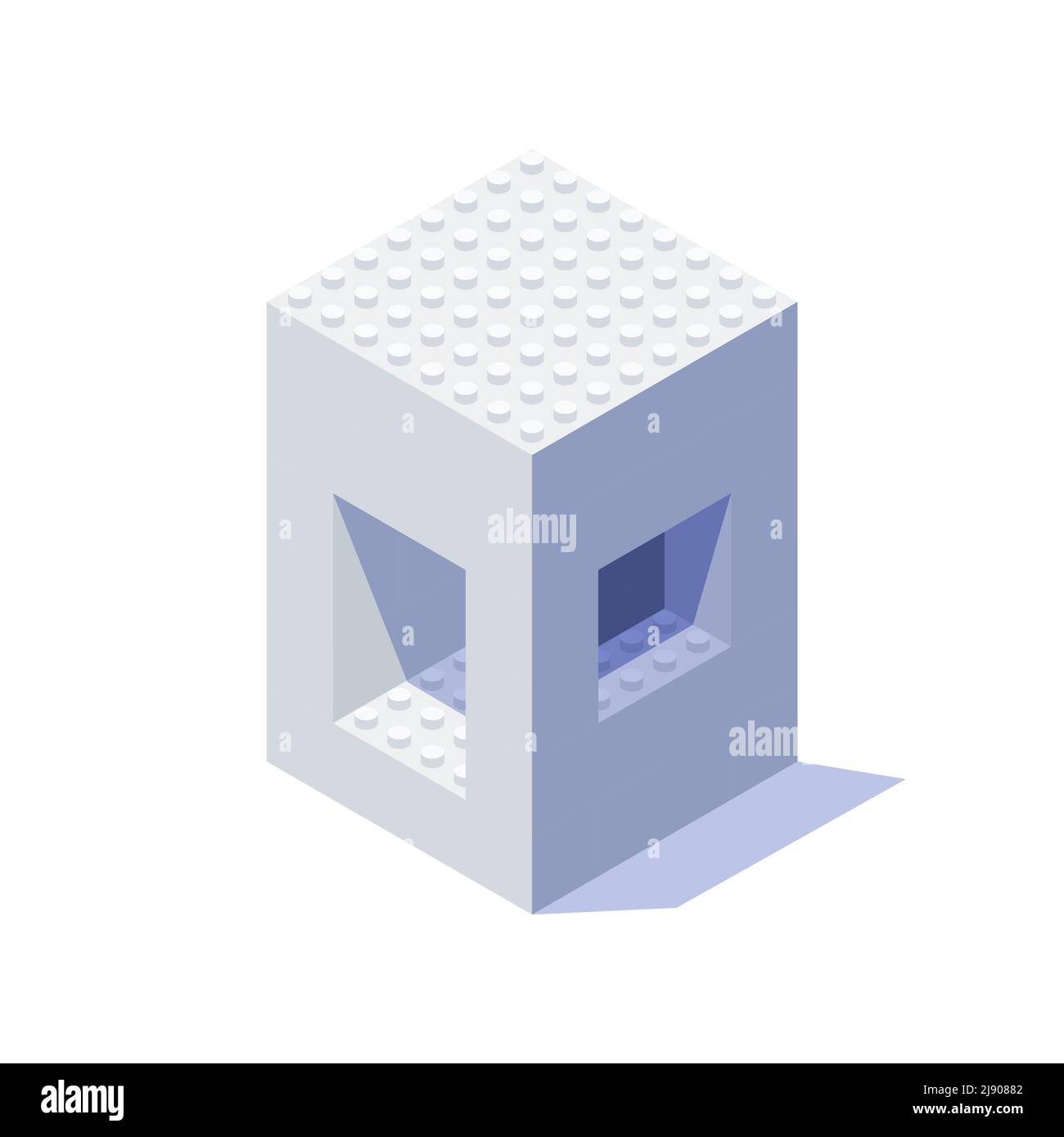 Security post assembled from blocks in isometric style for print and education .Vector illustration. Stock Vector