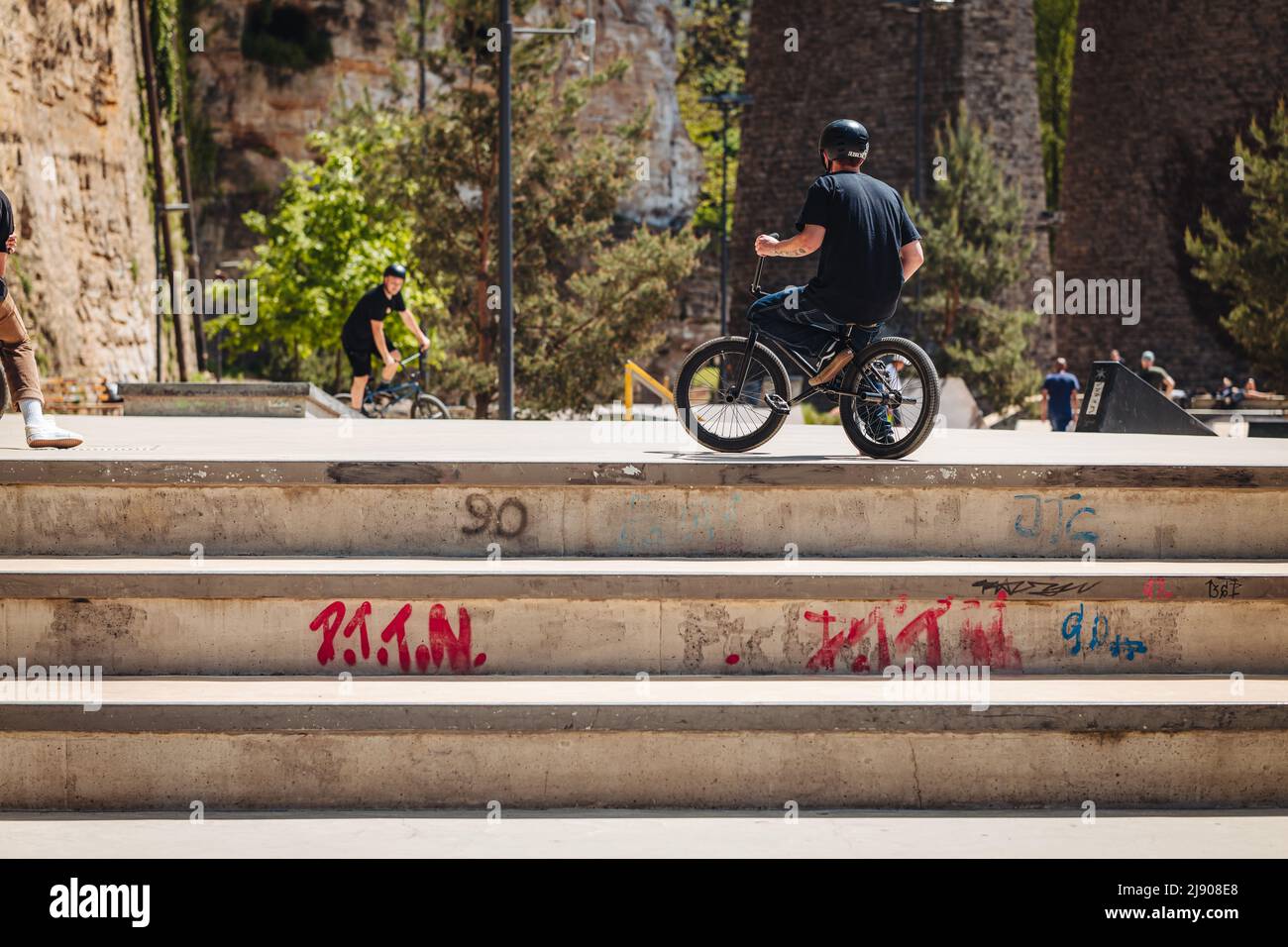 LUXEMBOURG, MAY 2022: Skate park in Petrusse valley Stock Photo