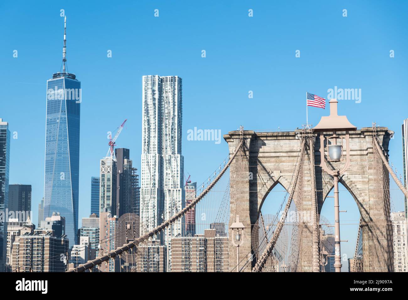 New York City Skyline form Brooklyn Bridge Stock Photo Alamy