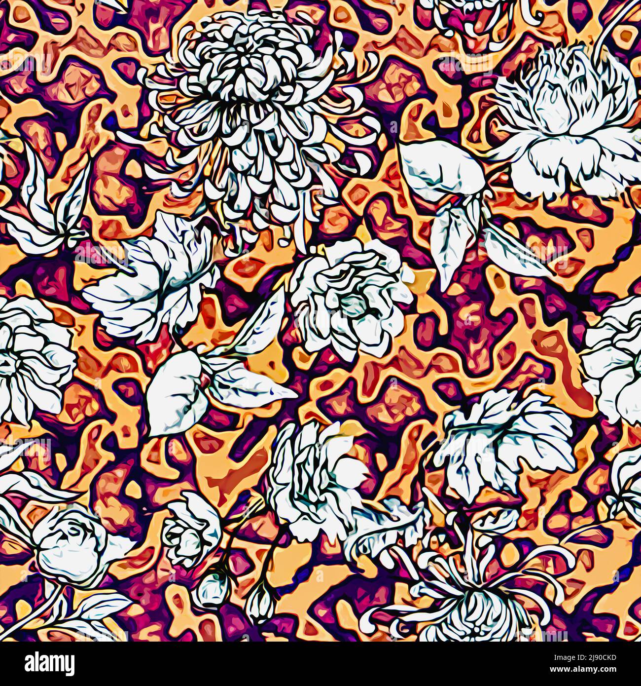 Textile and wallpaper patterns. A printable digital illustration work