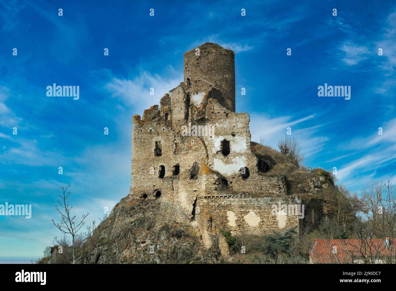 Haute Loire (43) Chateau de Leotoing // France. Auvergne Rhone Alpes. Haute Loire (43) Leotoing fortified castle Stock Photo