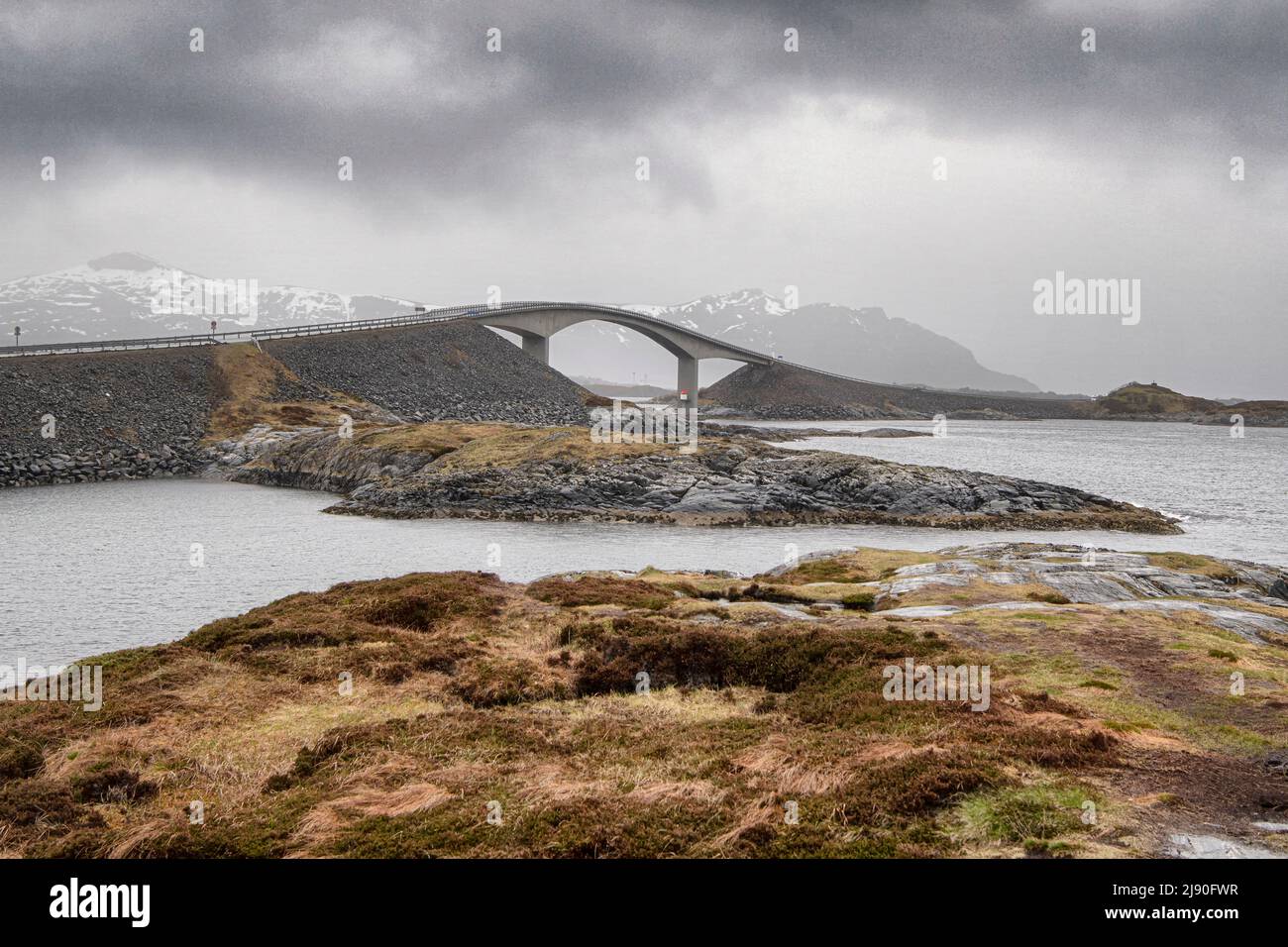 The Storseisundet Bridge,Located in the midwest part of the Norwegian coastline, cantilever bridge part of the Norway Atlantic higway Stock Photo