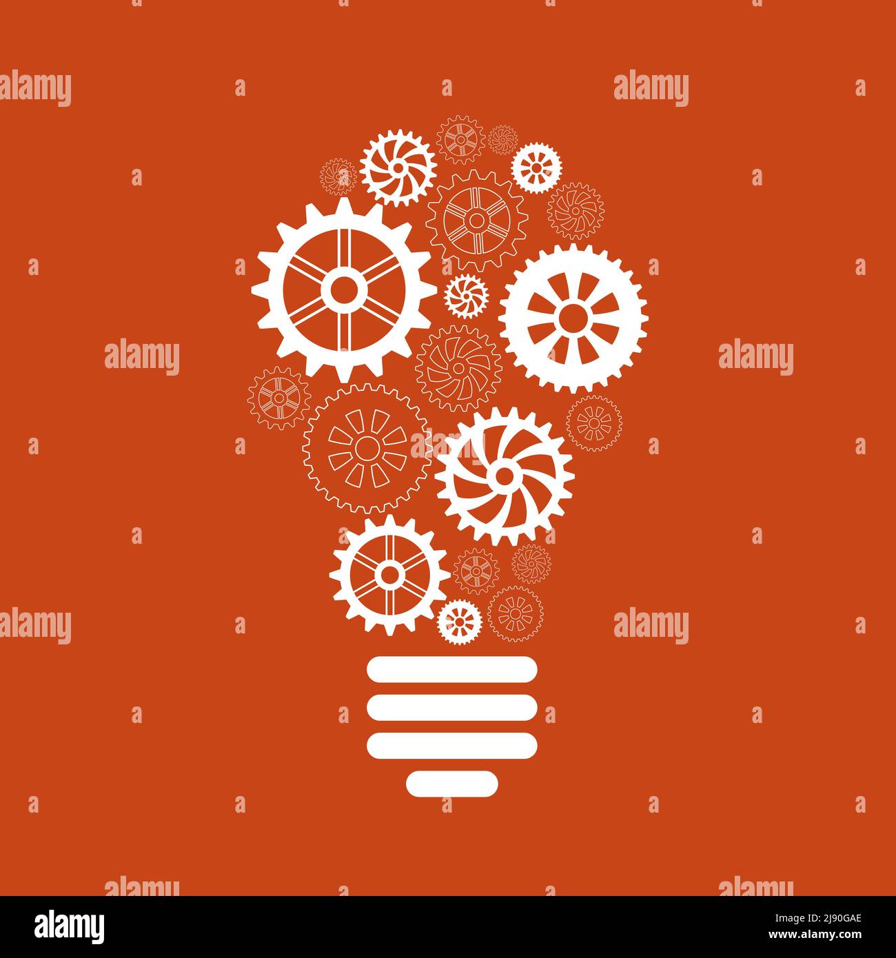 light bulb of gears and cogs concept on red background Stock Vector ...