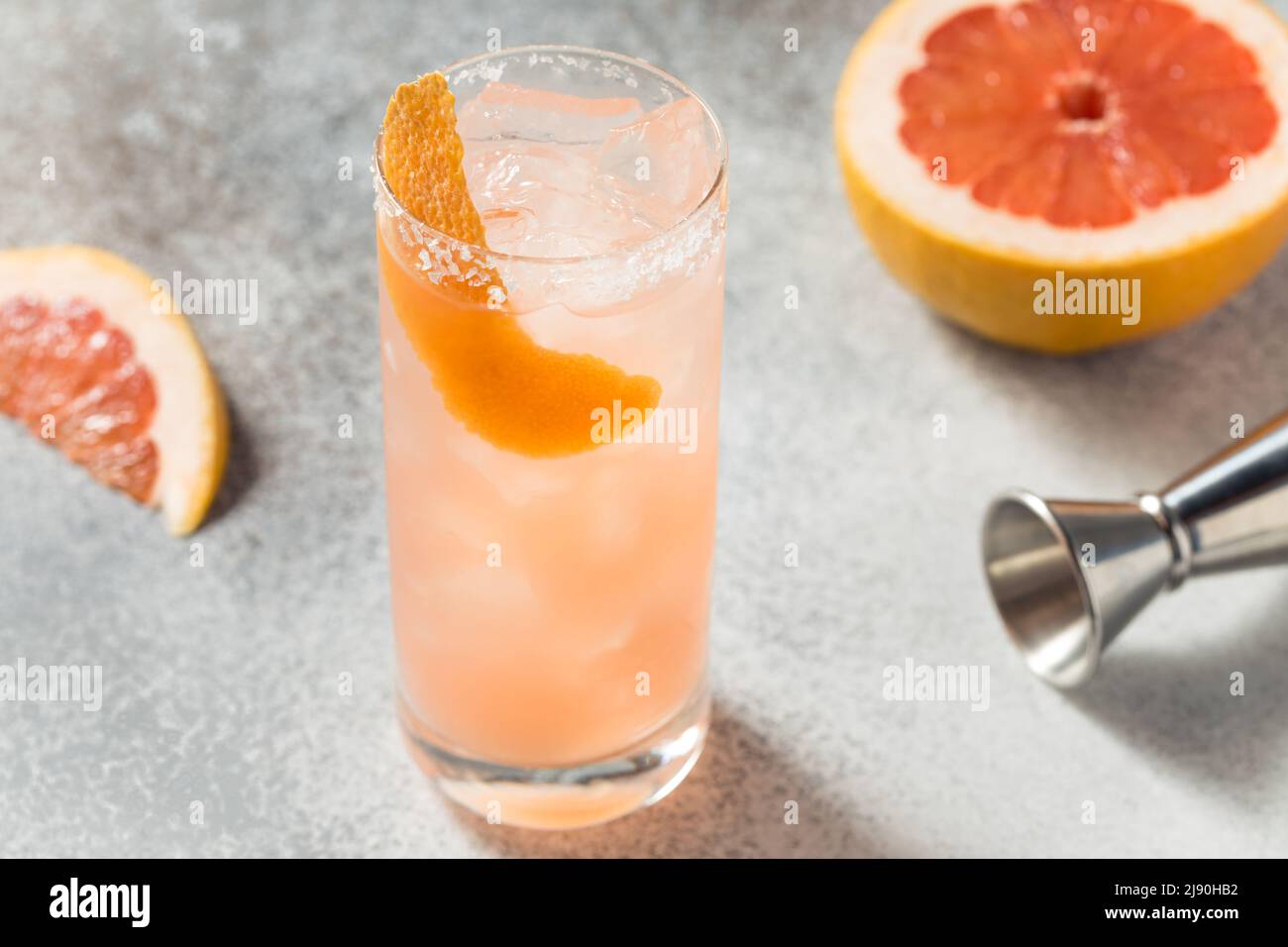 Cold Refreshing Salty Dog Cocktail with Tequila and Grapefruit Stock