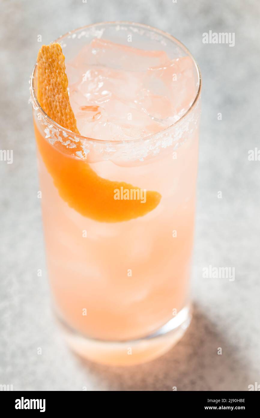 Cold Refreshing Salty Dog Cocktail with Tequila and Grapefruit Stock Photo