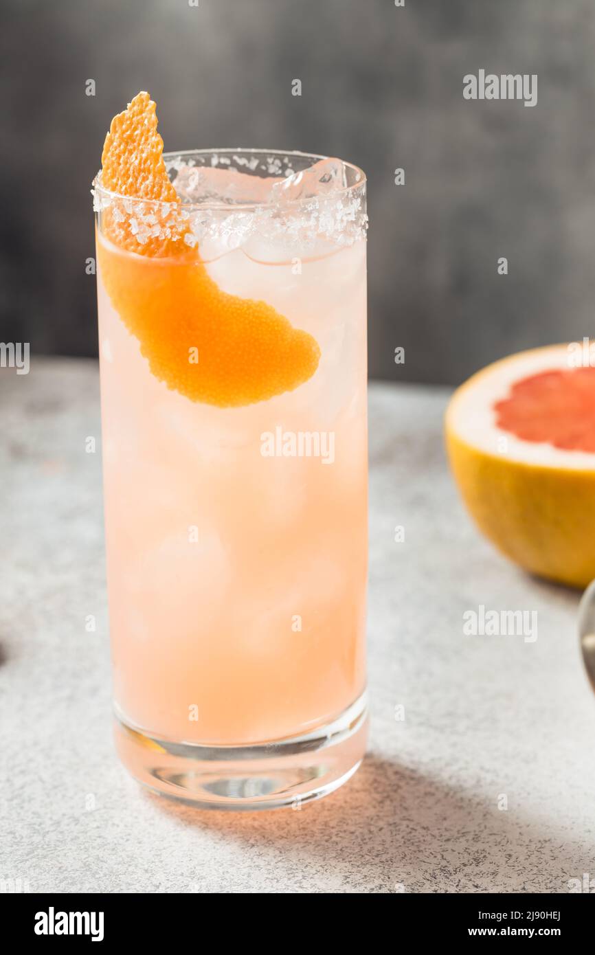 Cold Refreshing Salty Dog Cocktail with Tequila and Grapefruit Stock Photo