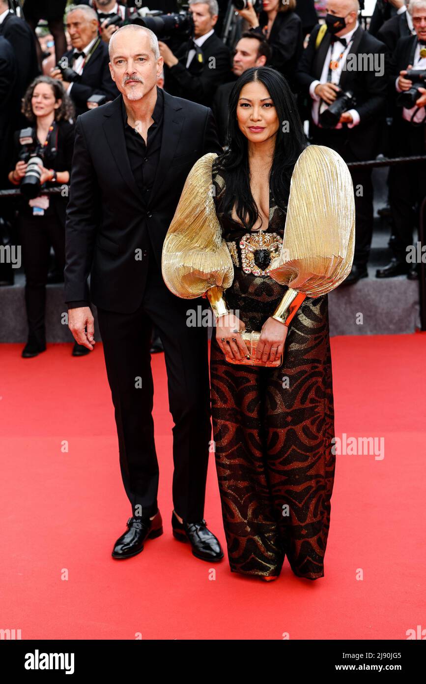 Cannes, France. 18th May, 2022. CANNES - MAY 18: A guest and Anggun arrives to the premiere of ' TOP GUN : MAVERICK ' during the 75th Edition of Cannes Film Festival on May 18, 2022 at Palais des Festivals in Cannes, France. (Photo by Lyvans Boolaky/ÙPtertainment/Sipa USA) Credit: Sipa USA/Alamy Live News Stock Photo